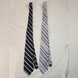 2 Axcess Men's Ties 100% Silk Blue Striped